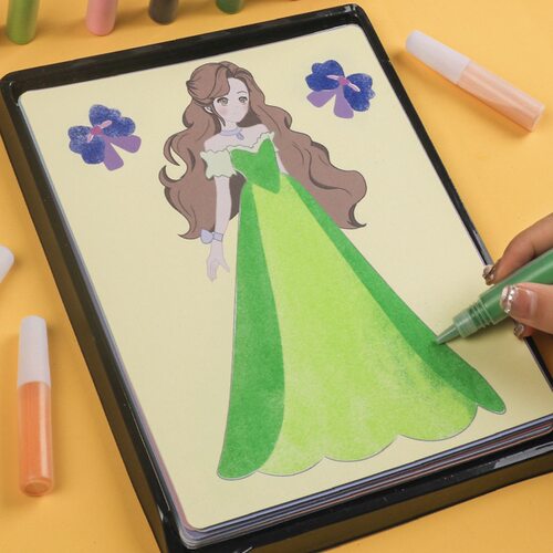 沙画儿童彩沙公主画女孩手工diy益智涂填色套装创意小学生玩具3-6