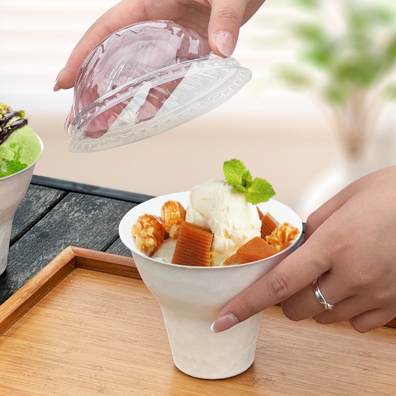 网红冰激凌纸浆杯手握栗子杯一次性冰淇淋环保可降解纸浆杯印logo