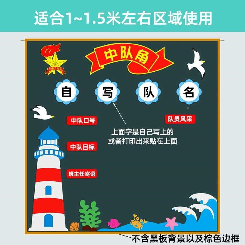 小学角中队少先队员班级文化墙布置墙贴毛毡无纺布黑板Y报装饰材