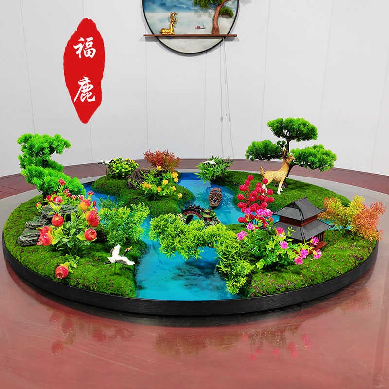 酒店餐桌中间转盘摆件桌花中式圆形创意大圆O桌摆花桌芯装饰品摆