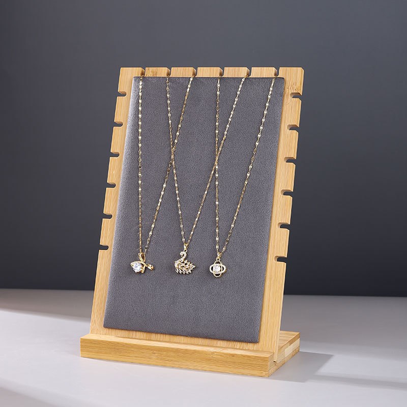 简约竹木项链架首饰收纳桌面挂项链展示架吊坠板摆摊道具饰品架子