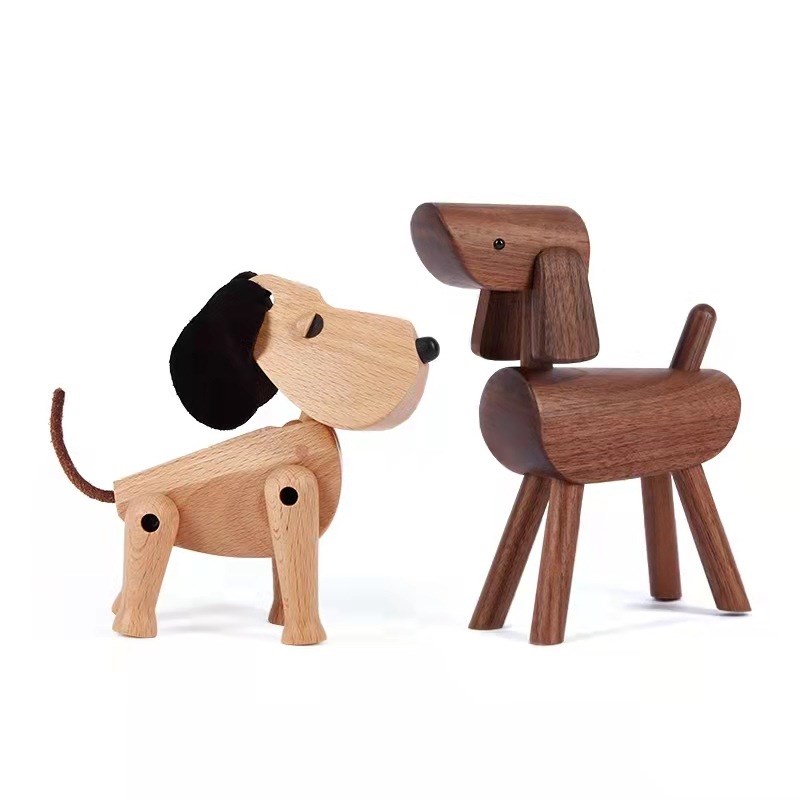 厂家新款黑胡桃木狗工艺品木质儿童家居装饰品创意小礼品摆件