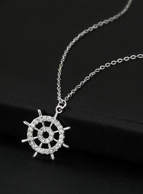 韩版复古船舵项链女潮网红吊坠简约气质个性锁骨链女项链饰品