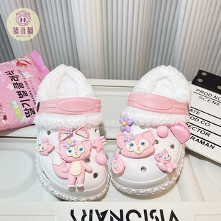 防滑冬季 2025新款 冬天棉拖 兒童女孩涼鞋 v加絨女款 女童洞洞鞋 冬款
