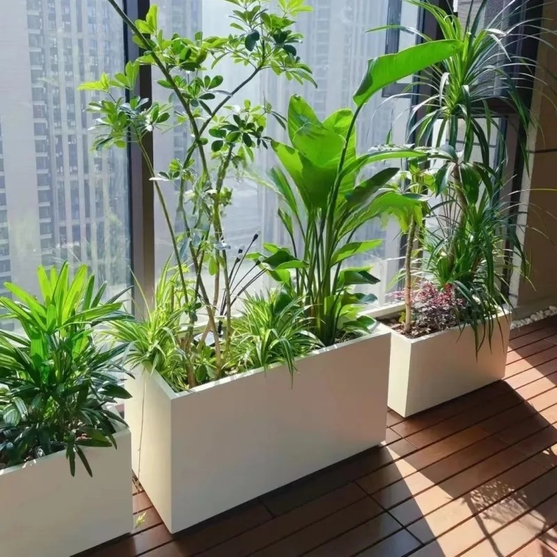 花盆长形水泥花盆北欧长条马槽客厅阳台户外种菜镁泥绿植大花箱*