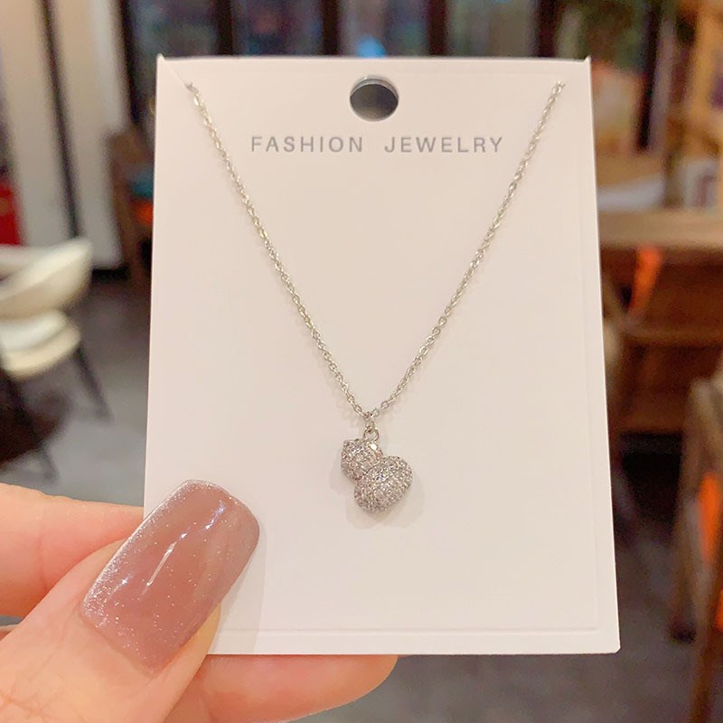 韩版轻奢微镶锆石葫芦锁骨链设计感福禄寓意网红颈链气质新款项链