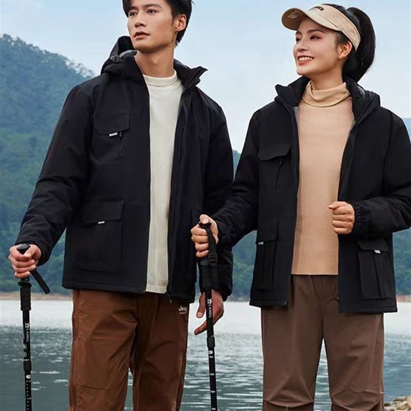 新款冲锋衣定制  印logo刺绣男女户外一体防水防风保暖工作服外套