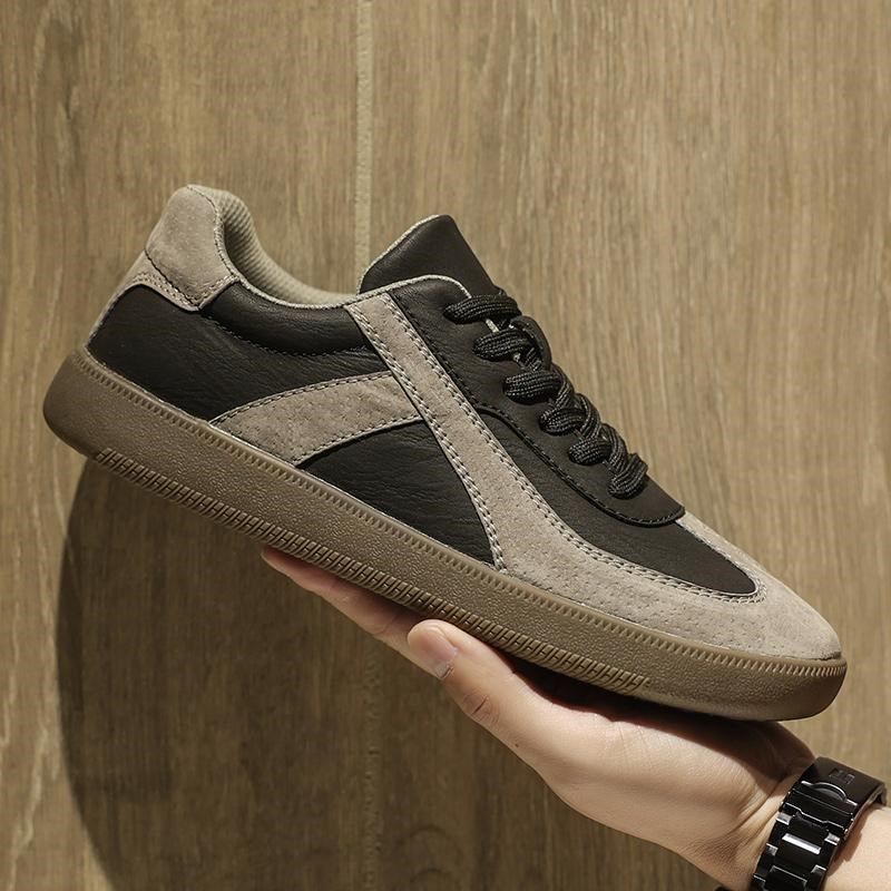 春季德训鞋男款复古春秋款牛筋底运动休闲男士板鞋男鞋真皮小白鞋,流行男鞋,德训鞋,淘宝优惠券,粉丝福利购,淘宝优惠卷