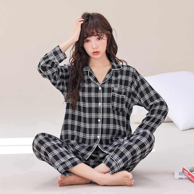 2023年新款纯棉绸睡衣女春秋季薄款夏季长袖家居服甜美套装大码