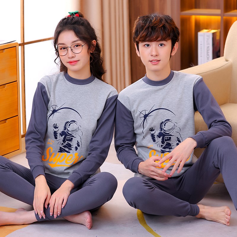 青少年秋衣秋裤男纯棉202v4新款大童女初中学生高中生保暖内衣套