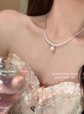 轻奢小众珍珠项链女春夏时尚气质锁骨链高级感百搭颈链外贸配饰品