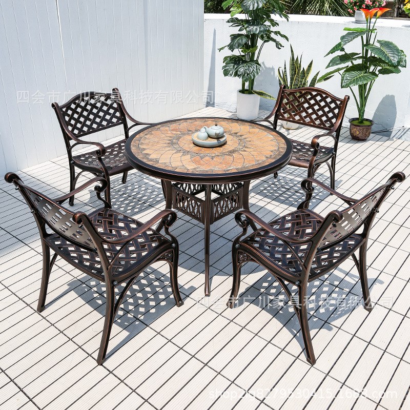 户外铸铝桌椅套装组合庭院花园楼顶休闲室外家具露天阳台桌子椅子