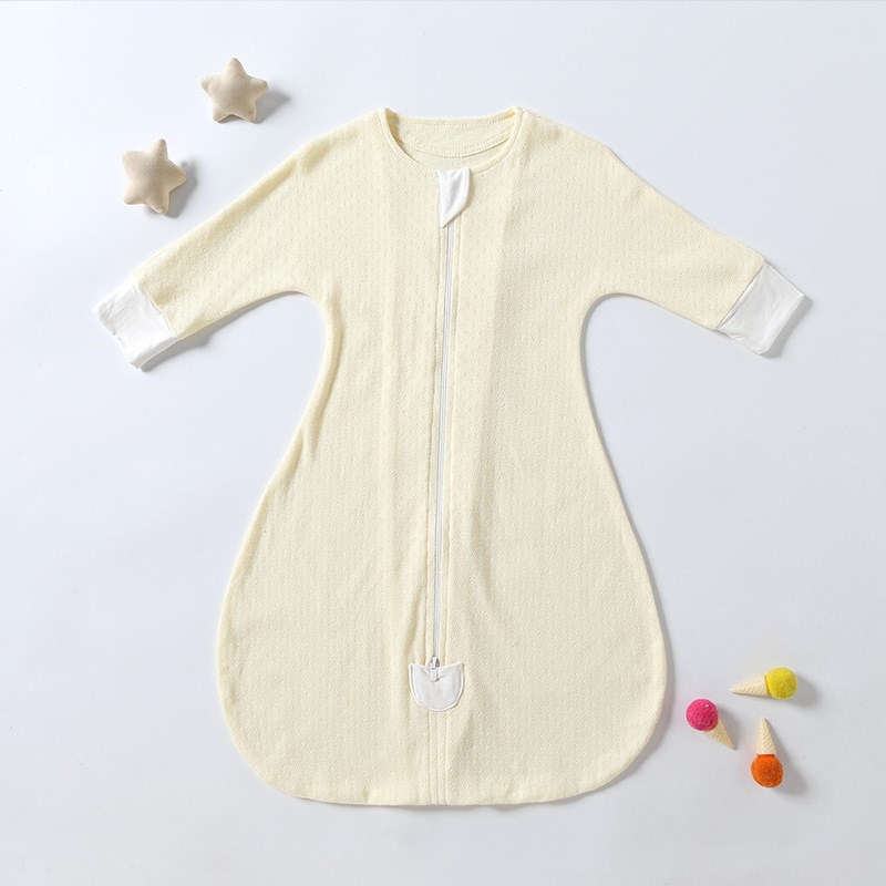 纯棉亲肤新生儿网孔睡袋透气宝宝防踢被襁褓长袖拉链婴儿包腿睡袋