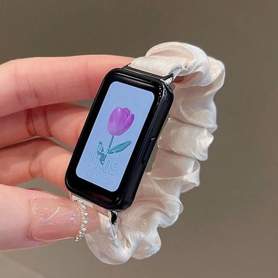冰丝发圈适用华为手环10代98 NFC手表带珠光弹力通用华为FIT4腕带