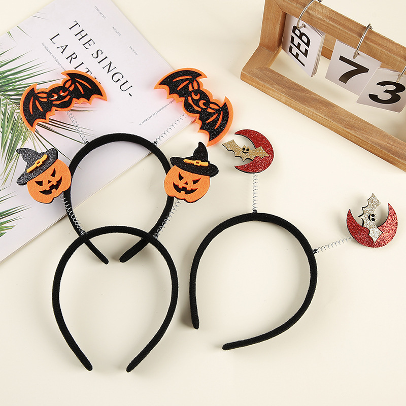 万圣节主题卡通搞怪头饰南瓜蝙蝠发箍表演道具装饰节日布置品派对