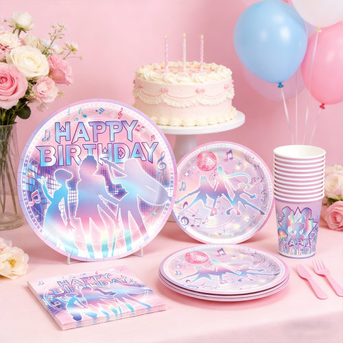 猎魔女团主题成人少女生日派对一次性蛋糕杯子盘子桌布装饰布置品