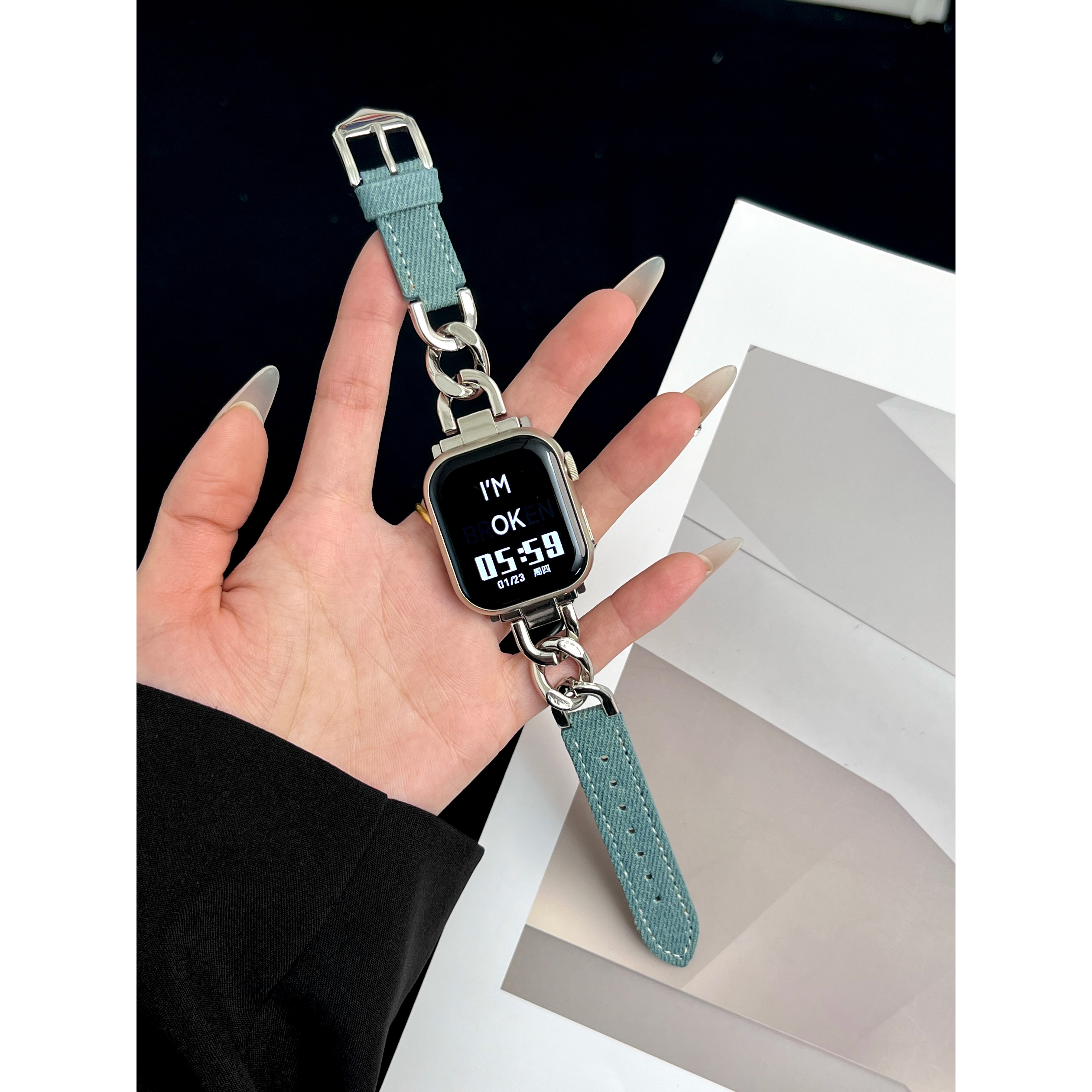 手表牛仔金属链条女款