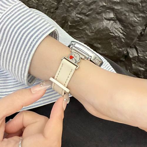 适用于华为gt4时尚潮流可爱小狗皮质表带女Pro双钉gt5watch4表带