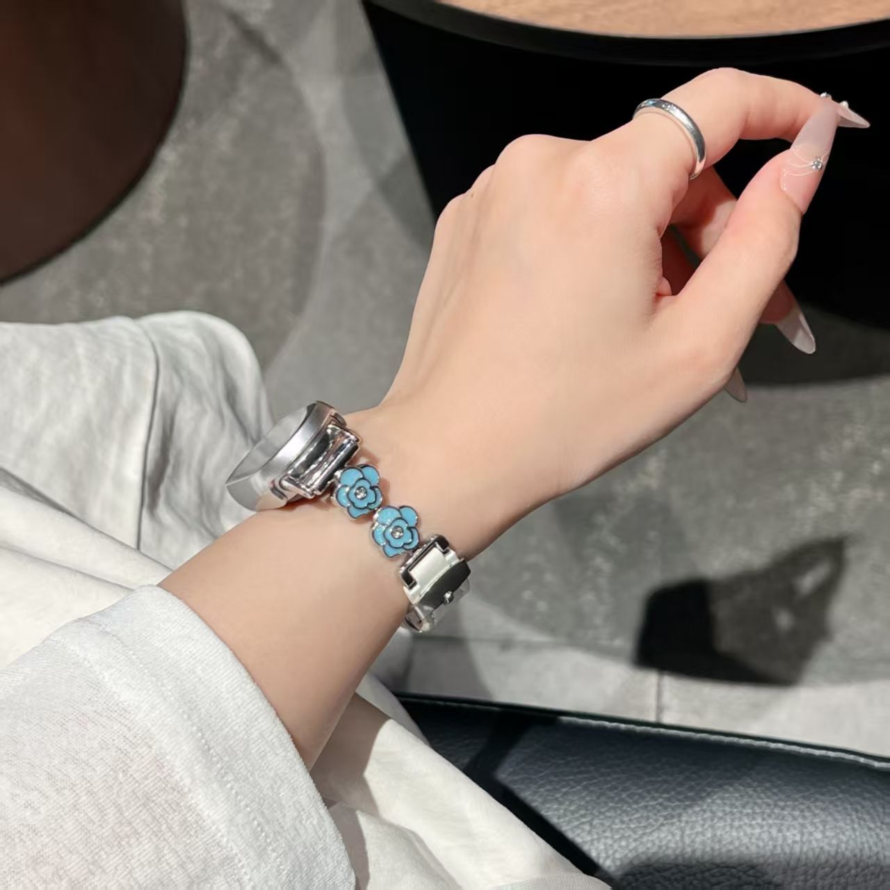 适用于小米10手表8nfc女9陶瓷山茶花表带pro红米watch4时尚5表带