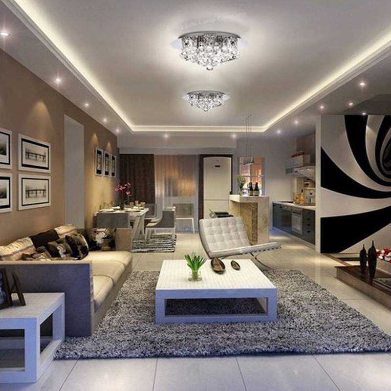 家用吸顶灯卧室轻奢客厅圆形创意水晶吸吊灯北欧LED灯具家居护眼