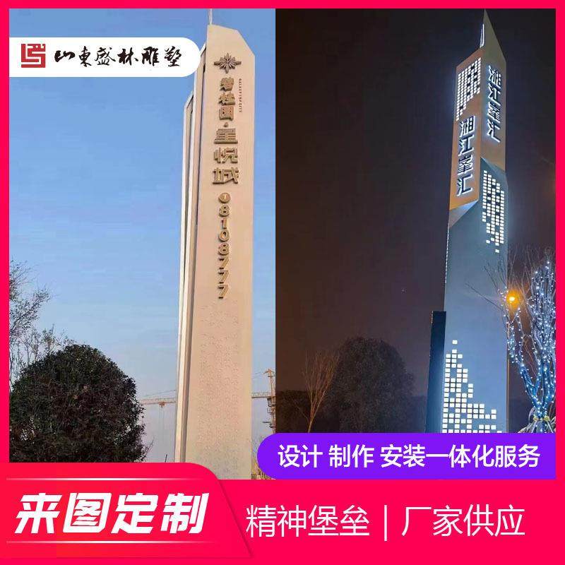 不锈钢精神堡垒落地导示牌地产售楼处标识停车场商场金属导视