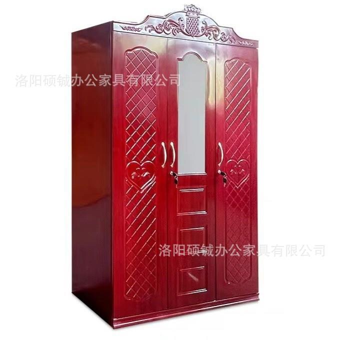 外贸压型衣柜钢制压花衣柜钢制铁皮柜被褥收纳柜储物柜印花更衣柜