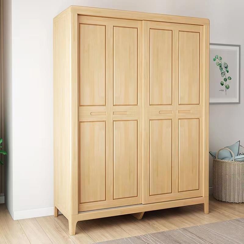 北欧实木衣柜小户型现代简约经济型2门推拉门大衣橱家用卧室家具