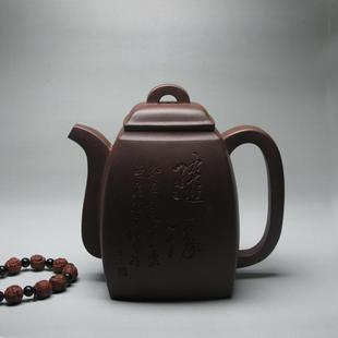 正宗宜兴国工四方紫砂壶纯手工吴金兰原矿紫泥汉方壶大号茶壶茶具