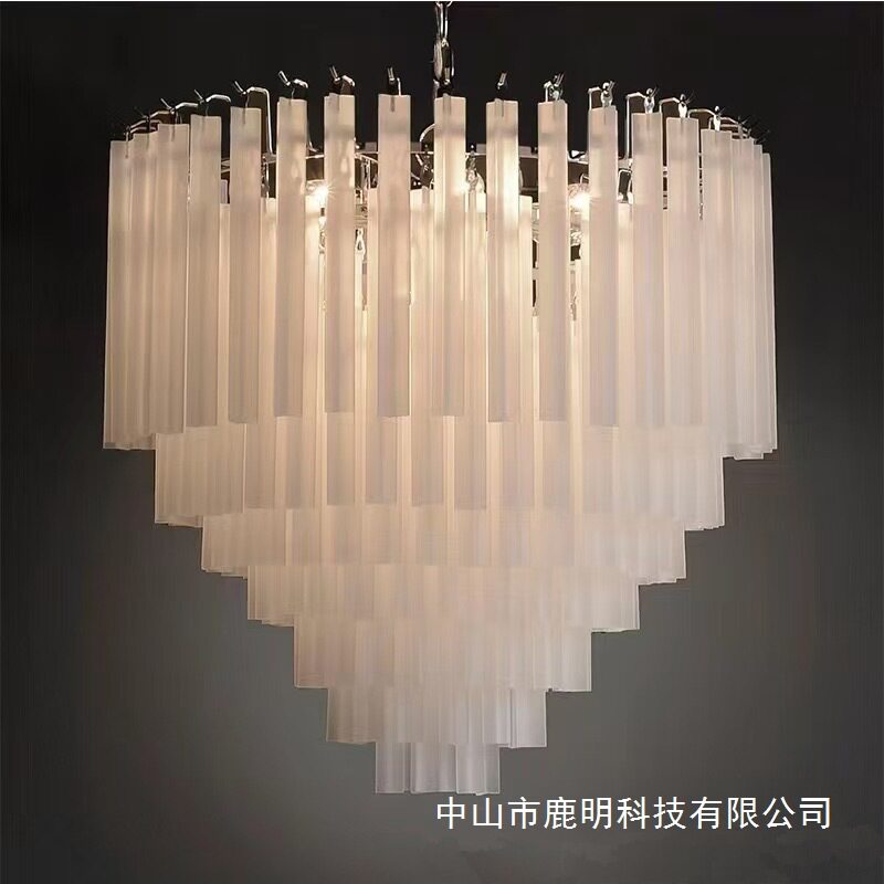 法式轻奢风长条玻璃吊灯现代简约别墅客厅餐厅酒店复式楼装饰吊灯
