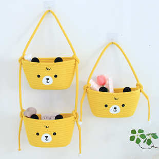 居日用收纳挂袋壁挂式门后收纳袋手工编织篮整理吊篮床头储物袋