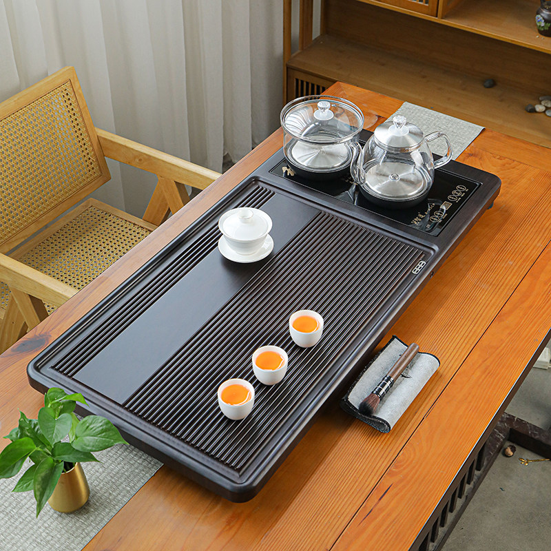 实木茶盘家用带烧水壶整块泡茶台功夫茶具套装泡茶桌一体自动上水
