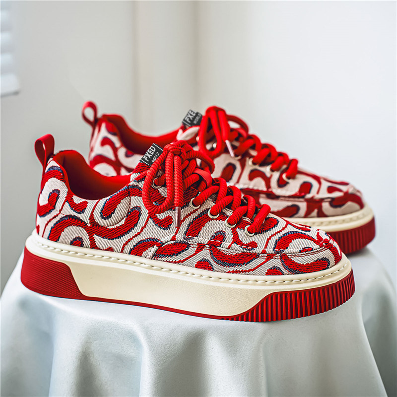 帆布鞋男款春季小众百搭休闲滑板鞋学生运动厚底增高布鞋男低帮鞋