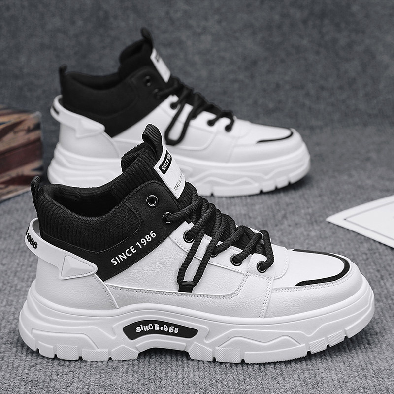 高帮男鞋秋冬季小白休闲皮鞋工装户外运动2025新款防水防滑马丁靴