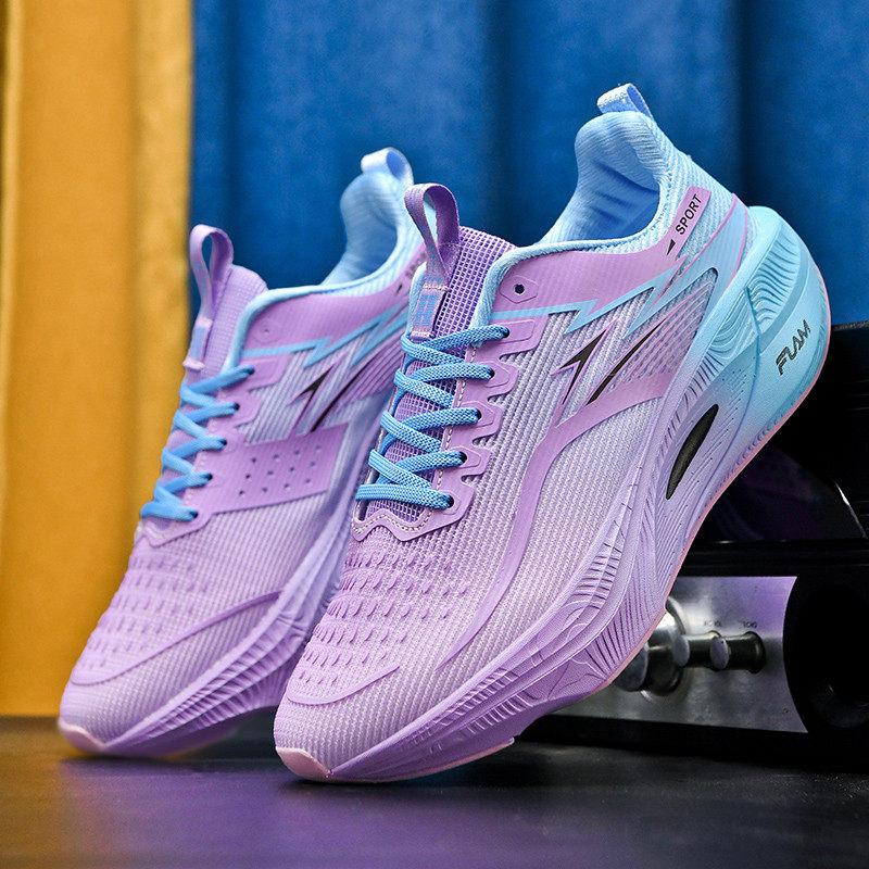 中大童紫色运动鞋男鞋青少年网面跑步鞋女款专业碳板超轻减震跑鞋