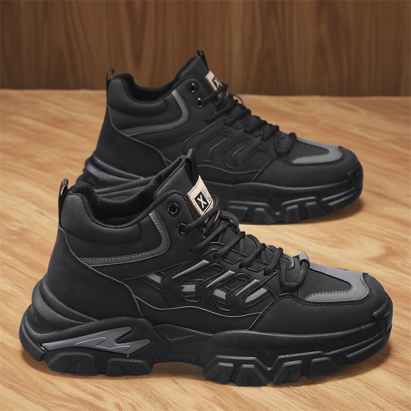 马丁靴男款秋季厚底增高休闲运动工装登山防滑防水耐磨工作劳保鞋