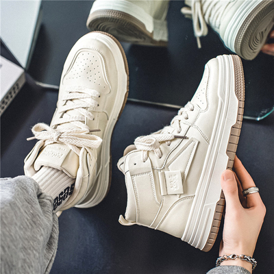 男鞋秋季皮面透气厚底增高