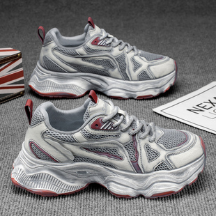 男士复古老爹鞋2026春秋新款厚底潮牌运动鞋擦色做旧透气休闲鞋潮