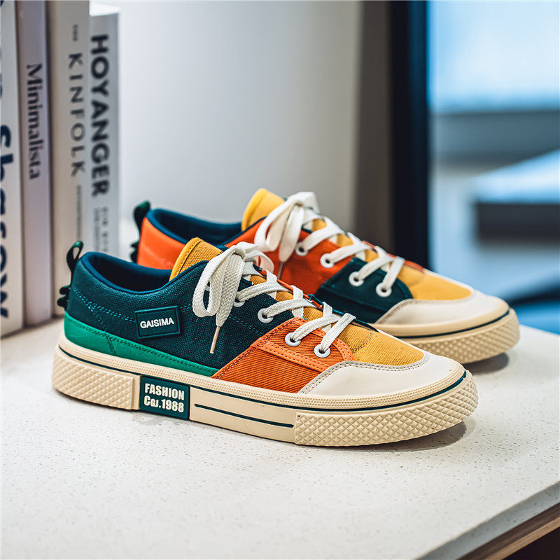 帆布鞋男春季小众设计潮流百搭休闲板鞋男士运动厚底增高乞丐布鞋