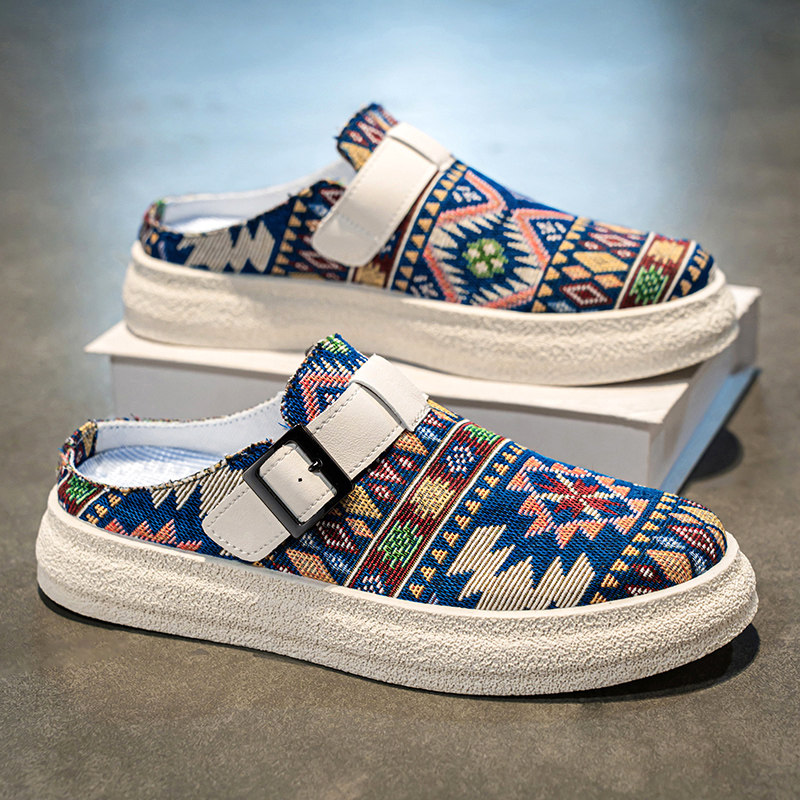 夏天穿的踩脚鞋平板拖鞋式系带帆布鞋平底男款没有无后跟半托板鞋,流行男鞋,其他拖鞋,淘宝优惠券,粉丝福利购,淘宝优惠卷