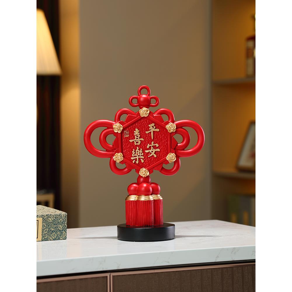 新中式平安喜乐中国结摆件客厅玄关柜酒柜桌面工艺品乔迁新居礼物