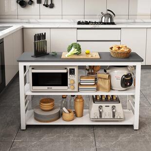 包邮 厨房桌钢木桌厨房切菜桌操作台双层三层桌储物简易长桌定制