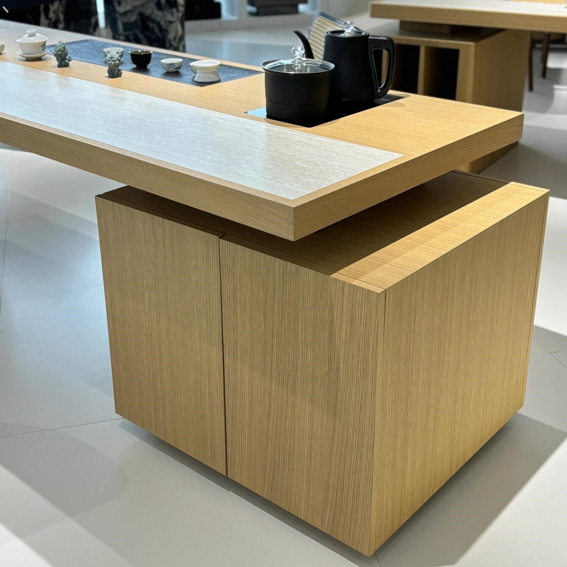 茶桌椅组合新中式接待木蜡茶几茶台实木现代客厅茶室泡茶桌禅意白