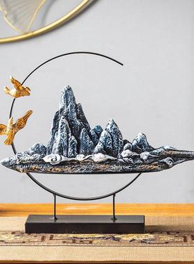假山微景观造景新中式办公室装饰品茶几室内家居客厅玄关装修摆件