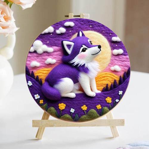 宠物小狗羊毛毡戳戳乐手工diy材料包制作生日礼物摆件装饰画挂件