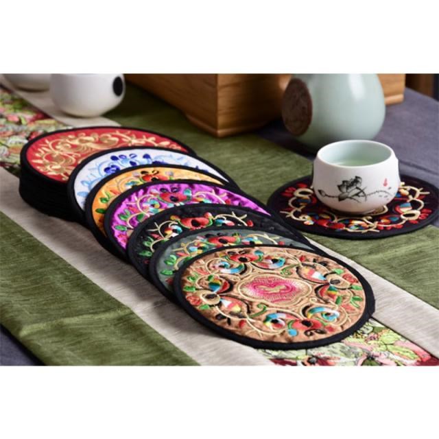 极速1pc Coasters mChinese Style Cloth Embroidery Coasters An