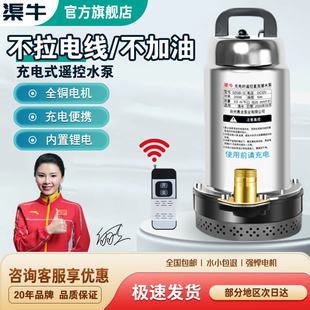 无线遥控充电式 直流潜水泵锂电家用农用浇菜灌溉大功率电动抽水泵