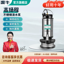 渠牛不锈钢潜水泵220v家用小型高扬程井水抽水机农用灌溉清水泵