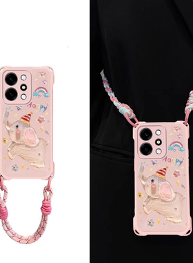 适用OPPOReno14手机壳13Pro油画风大象12可爱卡通11个性创意10全包防摔reno9女新款8Pro软硅胶7se四角挂绳壳