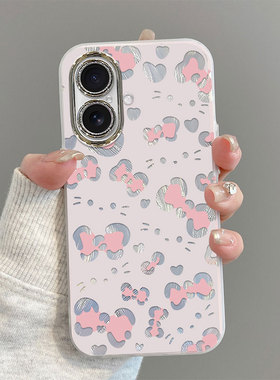 适用iPhone17手机壳苹果16猫咪蝴蝶结15Pro可爱卡通14Plus高级感女13Promax保护套12/11全包防摔8/7带镜头膜X