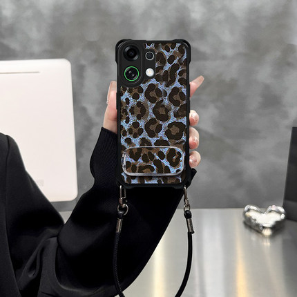 蓝豹纹适用OPPOK13Turbo手机壳k12S新女款k11全包防摔k9x四角挂绳壳OPPO高级感fidnx8轻奢风x7ultra不会撞壳